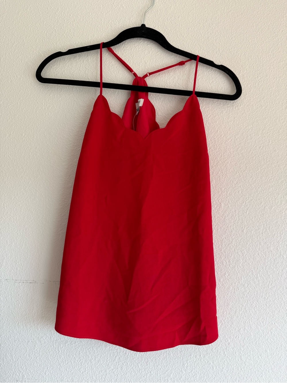 J. Crew Red Scalloped V-Back Camisole